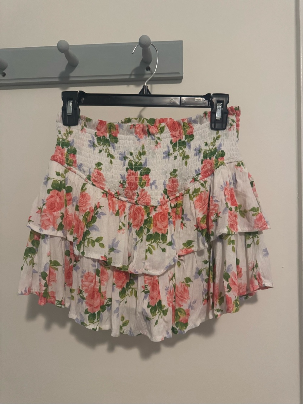 Altar’d State Floral Tiered Ruffle Mini Skirt - Pink Rose Print